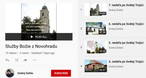 Služby Božie z Novohradského seniorátu – online