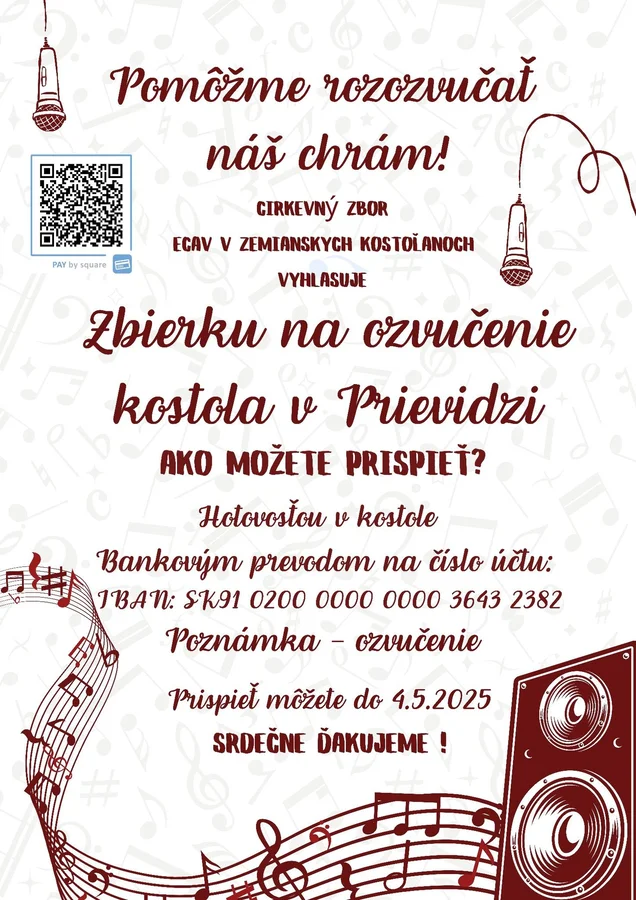 Zbierka na ozvučenie kostola v Prievidzi